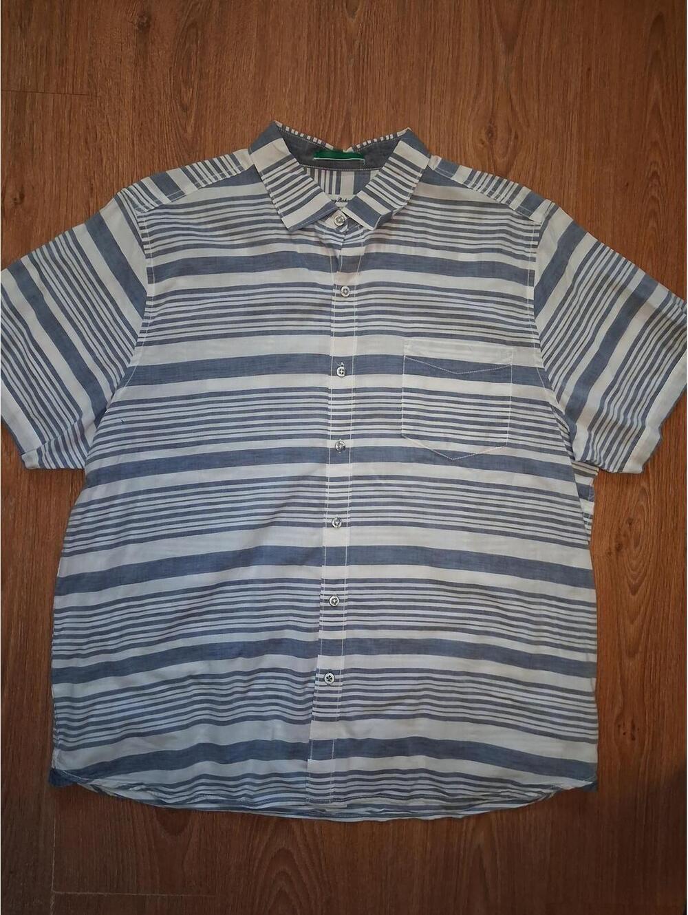 Tommy Bahama Button Up Shirt XL Blue White Cotton Striped